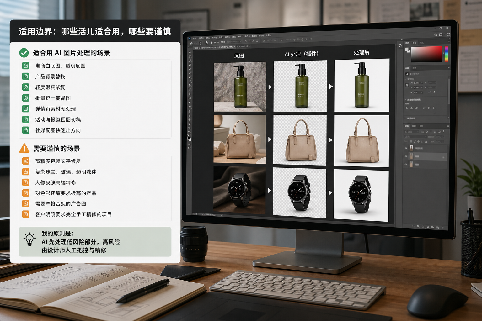 图片处理 在适用边界：哪些活儿适合用，哪些要谨慎场景下的工作示意