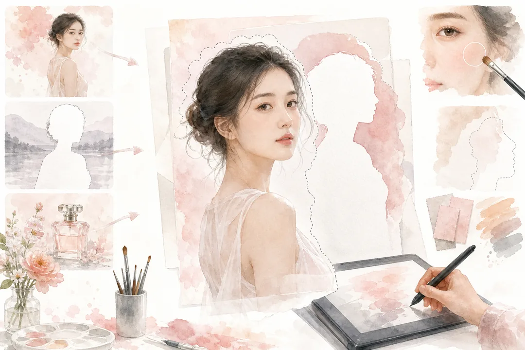 图叮AI 工作流：从免费试用到 Photoshop 精修的落地步骤 效果示例，抠图免费工具 出图