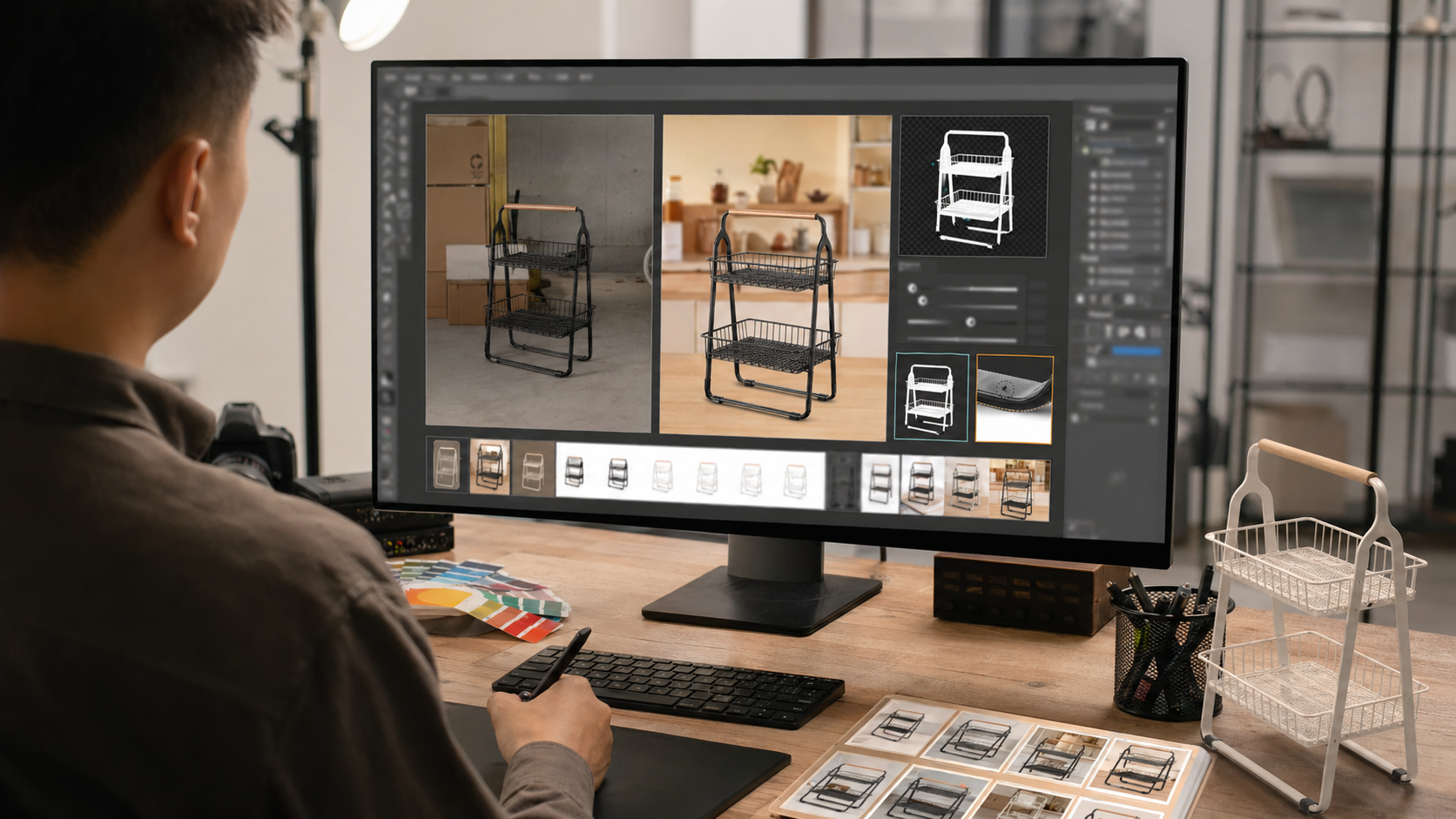 图像处理新手 在实战场景：一次客户改稿，我用 AI 少熬了两个小时场景下的工作示意