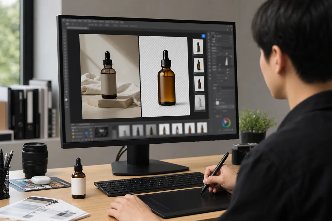 设计行业 配合 Photoshop 完成操作步骤：用图叮AI跑一套电商主图验证