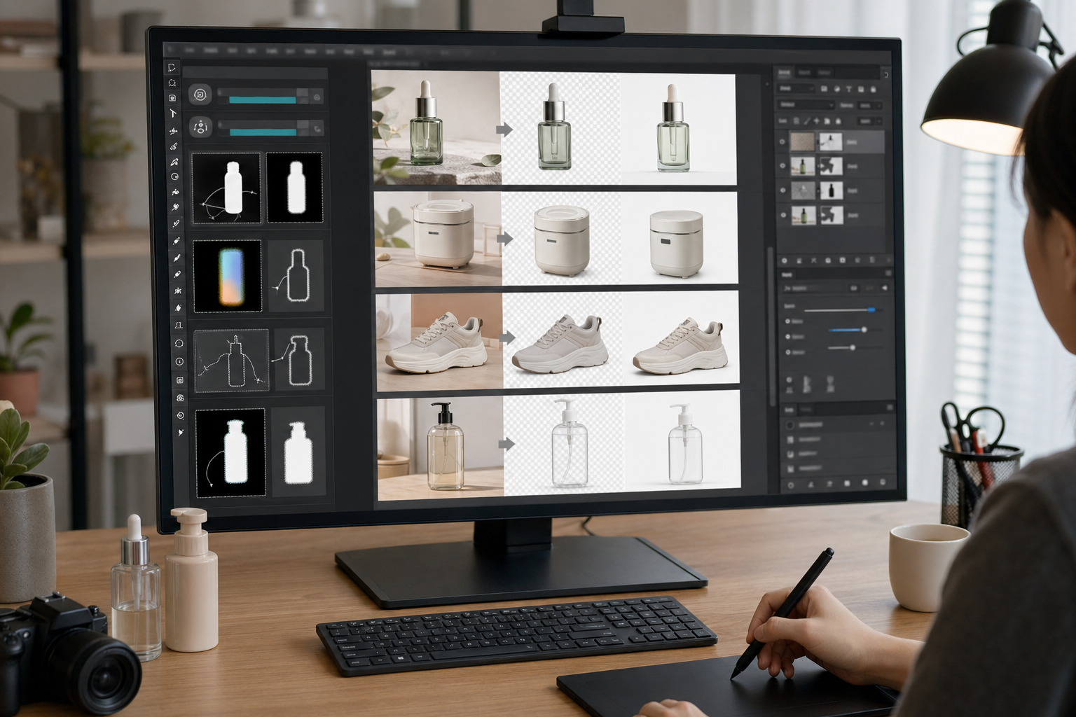抠图工具对比 在抠图工具对比：图叮AI、在线工具与传统流程场景下的工作示意