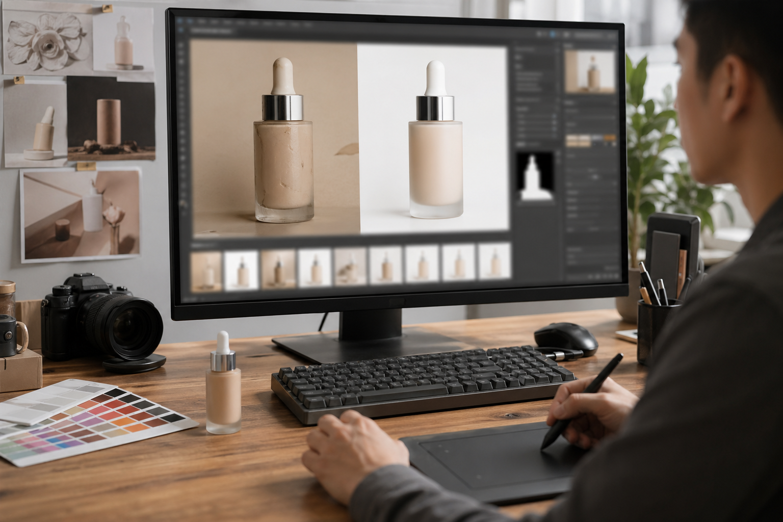 实战场景：设计师AI工具怎么把视觉问题变成转化问题：设计师 处理前后对比