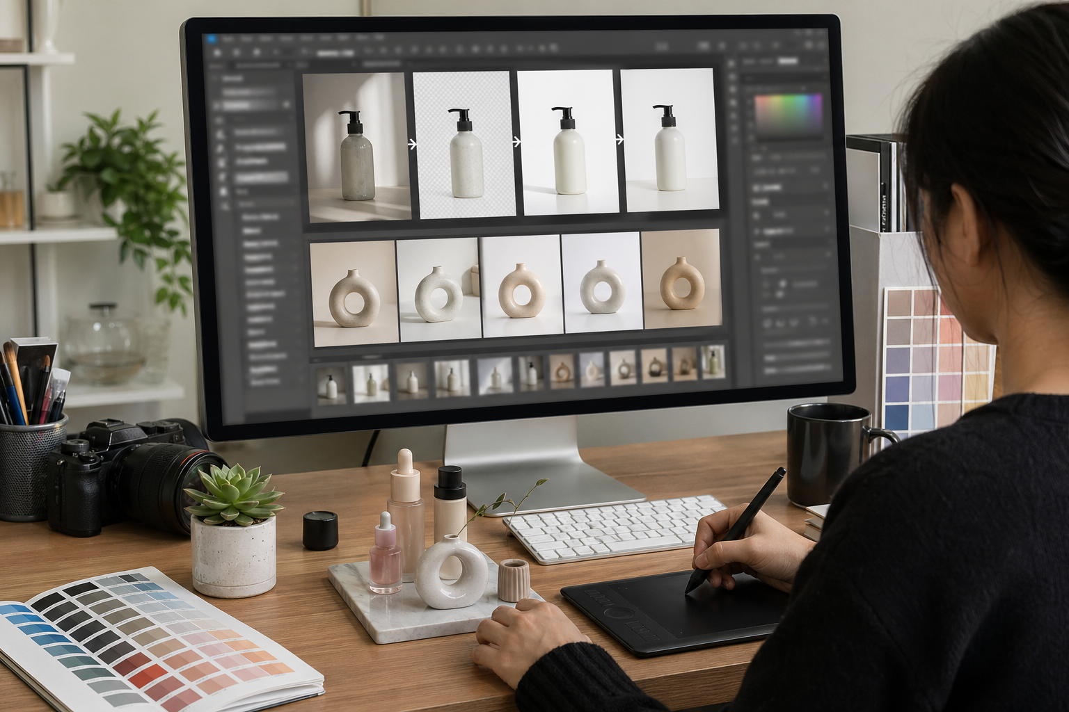 设计师 配合 Photoshop 完成设计师AI工具和传统流程区别
