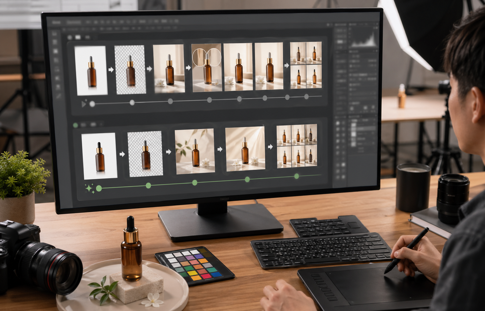 产品溶图打光 传统流程 9 步 vs AI 流程 5 步：效率差异在哪里 实操截图