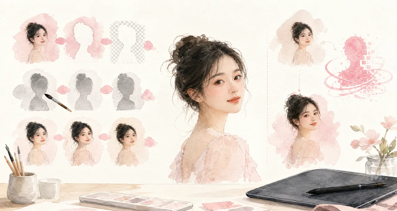 快速抠图 在Photoshop 中的快速抠图方法怎么做：图叮AI 工作流场景下的工作示意