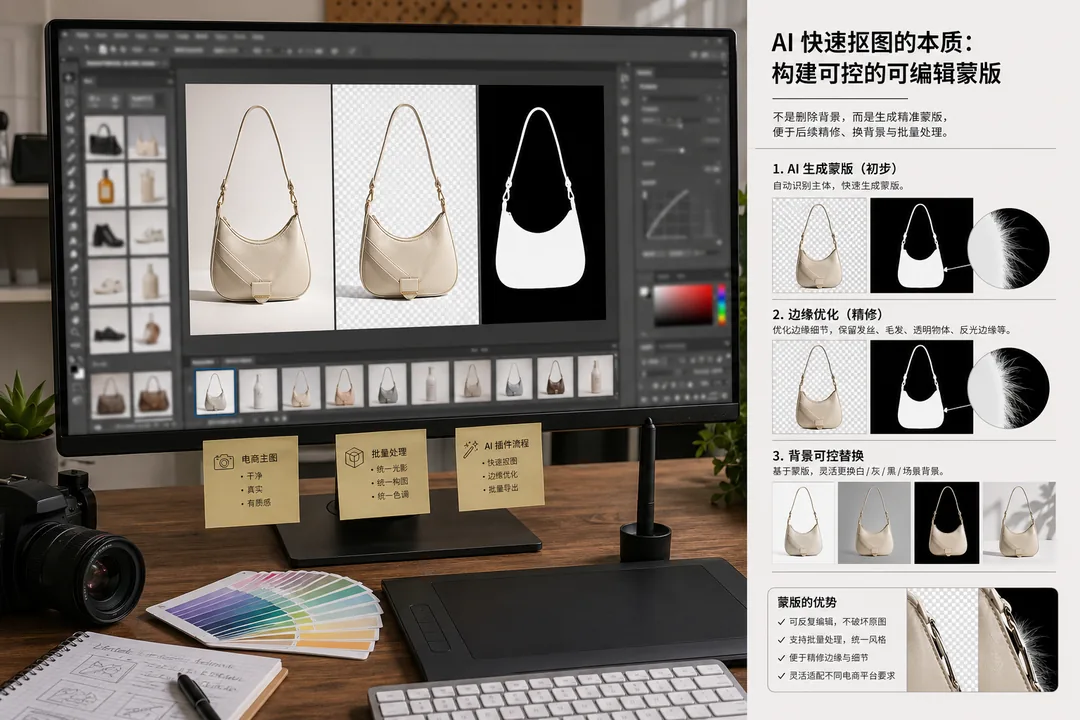 快速抠图 配合 Photoshop 完成快速抠图方法是什么：不是删除背景，而是建立可控蒙版
