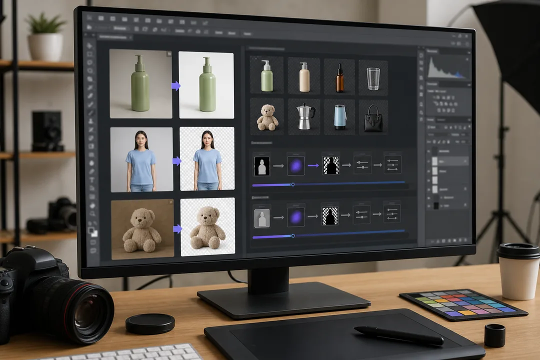 Photoshop抠图 配合 Photoshop 完成传统流程 9 步 vs AI 流程 4 步