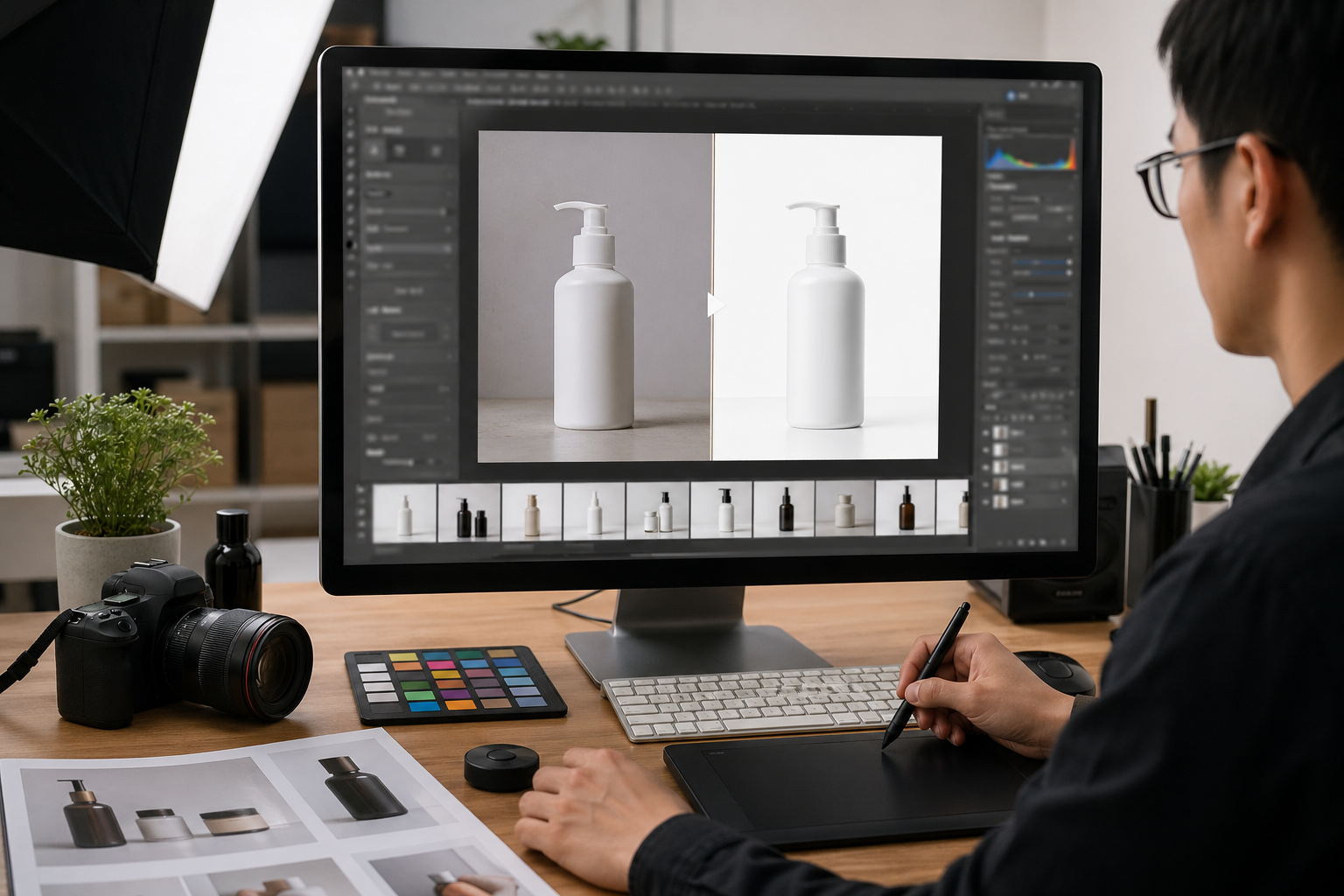 为什么要用 Photoshop AI修图：节省的是重复判断时间：Photoshop修图 处理前后对比