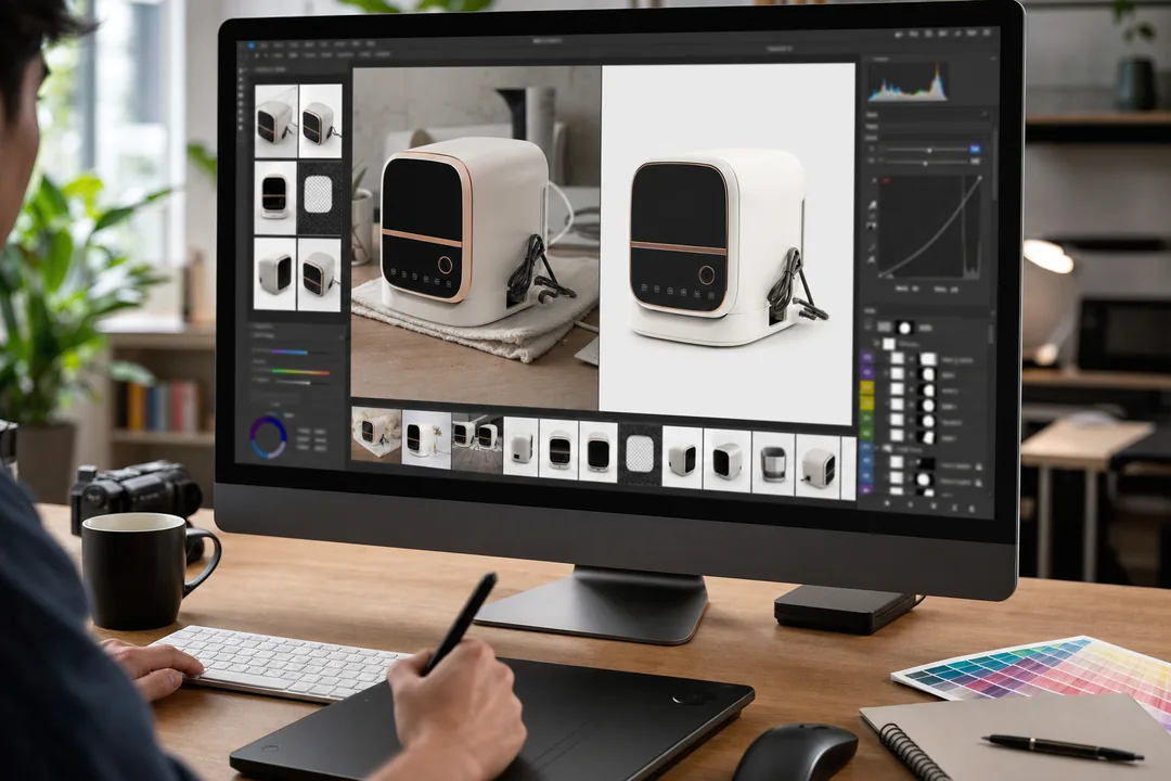 Photoshop 配合 Photoshop 完成Photoshop案例：同一张产品图的前后对比思路