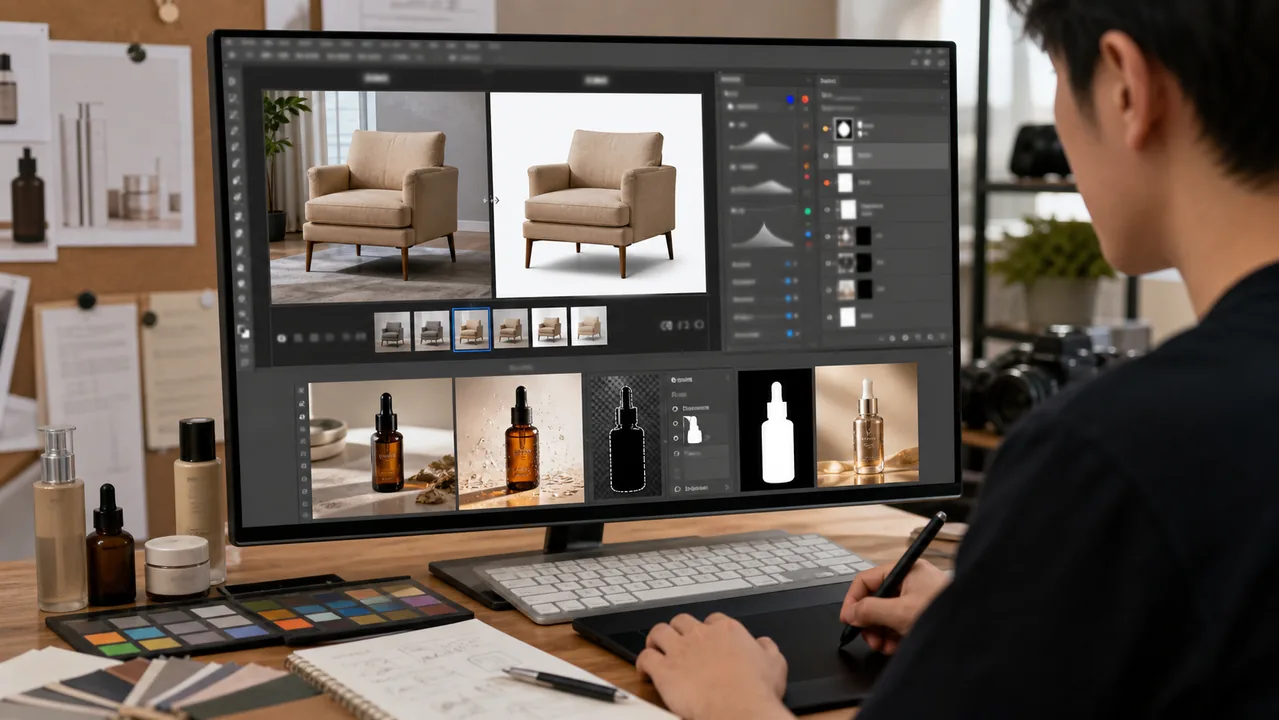 PS教程 配合 Photoshop 完成实战场景：电商主图、活动 KV 与客户素材修复