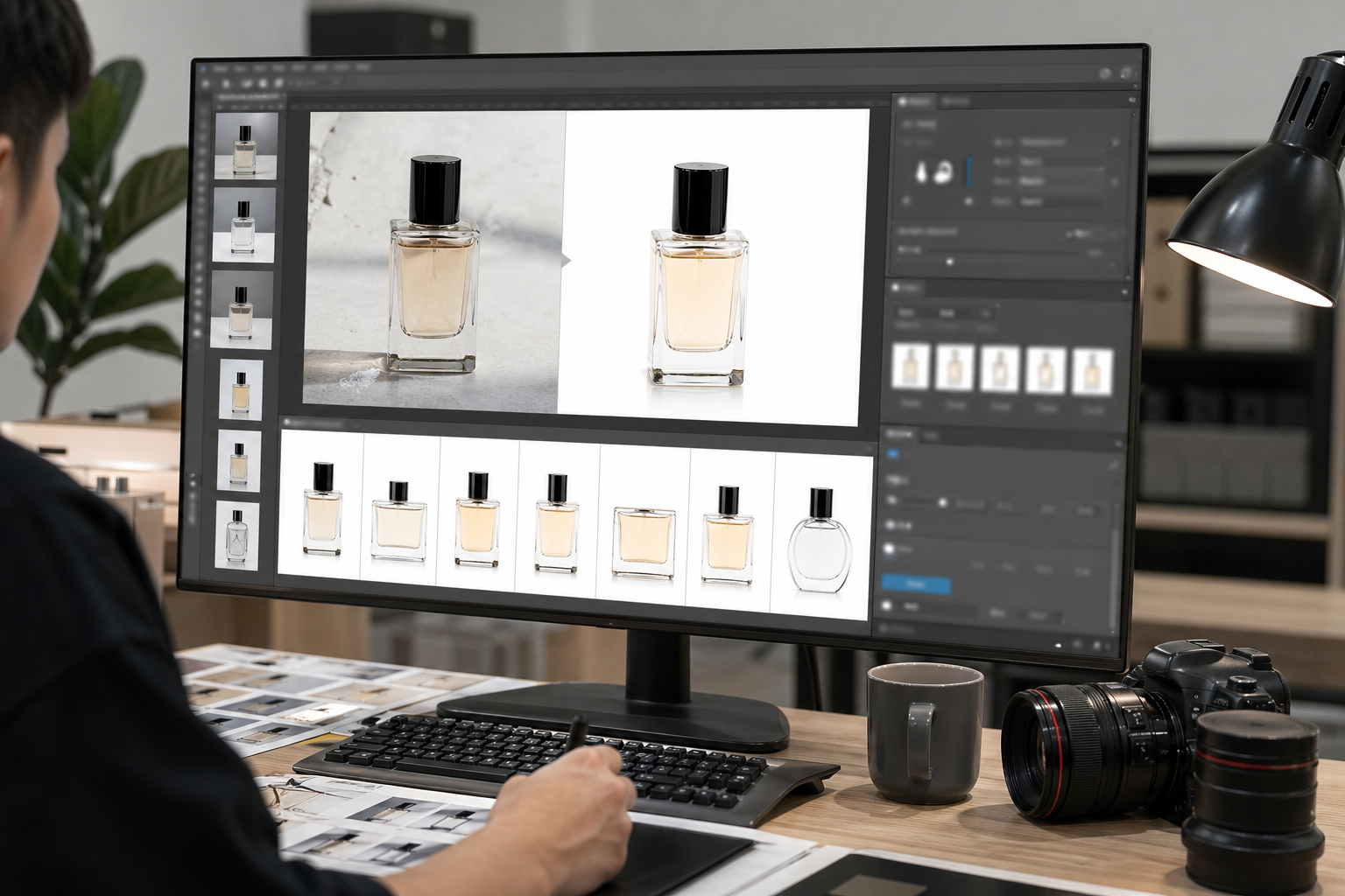 平面设计在平面设计AI和传统流程区别在哪里中的电商修图工作流示意
