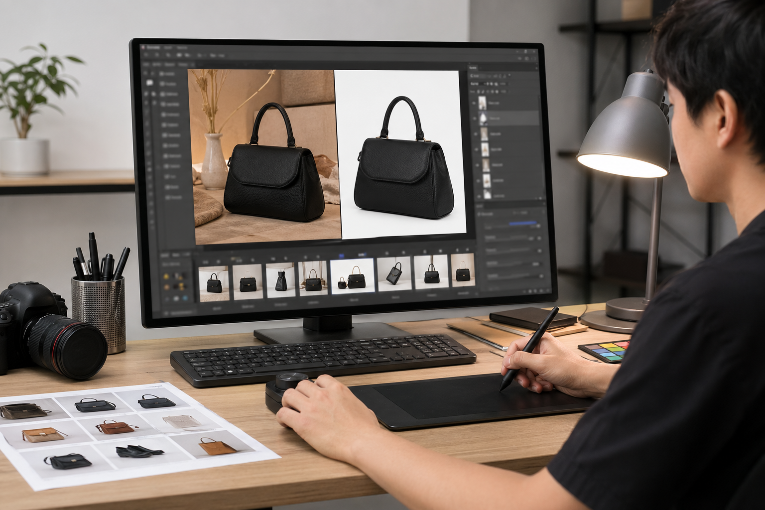 快速抠图在快速抠图方法是什么，和传统流程有什么区别中的电商修图工作流示意