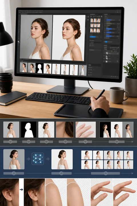 人像抠图 配合 Photoshop 完成传统流程 vs AI 流程：步骤差异在哪里