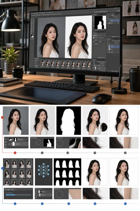 用 图叮AI 做人像抠图的可复制步骤 效果示例，人像抠图 出图