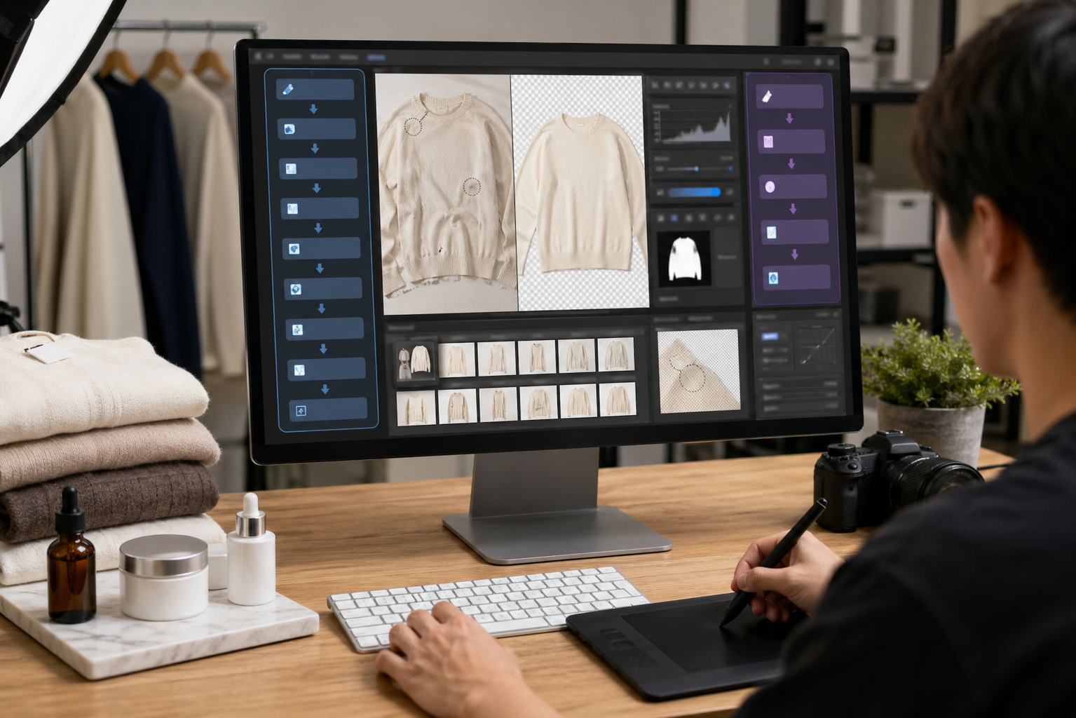 操作步骤：用 图叮AI 验证一套可复制的修图工作流：设计软件 处理前后对比