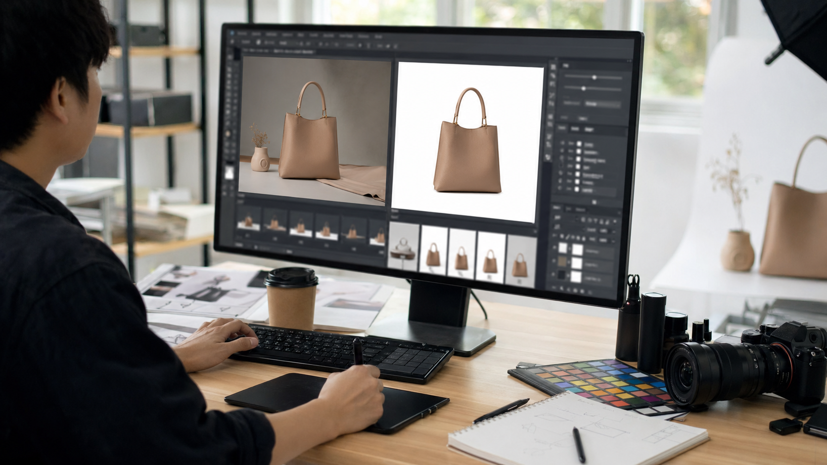 设计师用什么工具 在设计师用什么工具对比：传统流程和 PS AI 插件流程区别场景下的工作示意