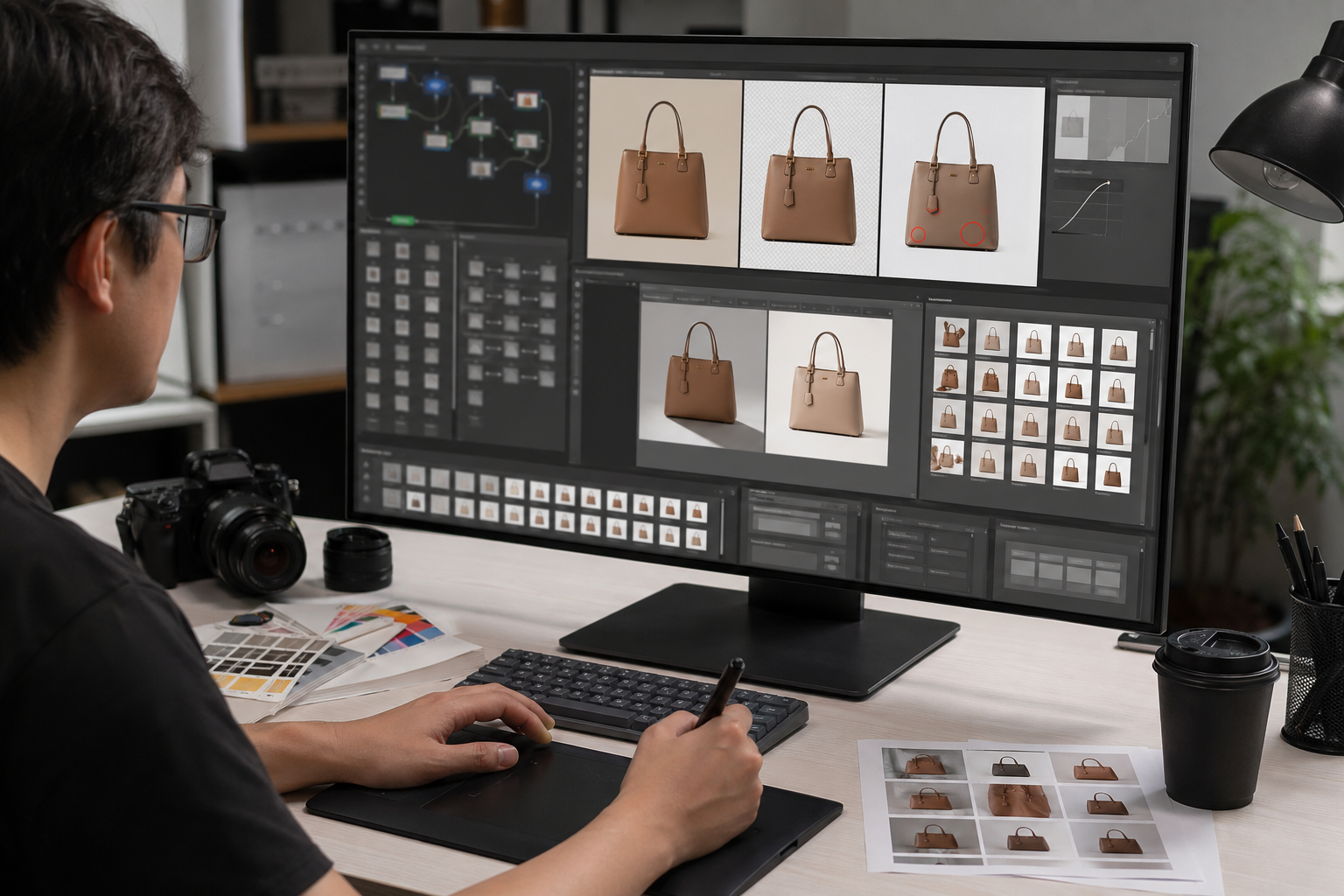 智能图像处理是什么：不是单点功能，而是 PS 内的生产流水线：智能图像处理 处理前后对比