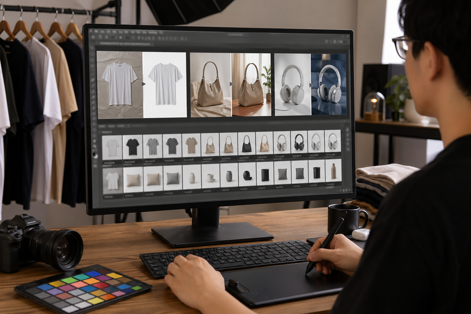 电商换背景和传统流程区别：别只比单张速度 效果示例，电商换背景 出图