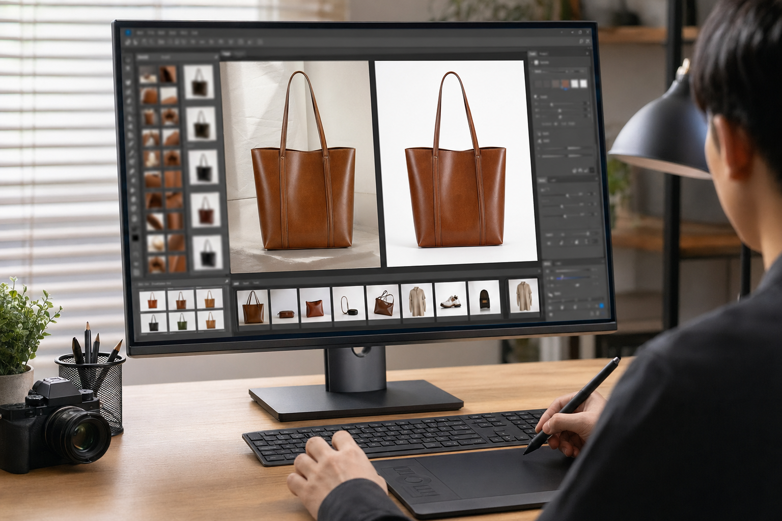 对比：电商美工AI工具推荐和传统流程区别 效果示例，电商美工 出图