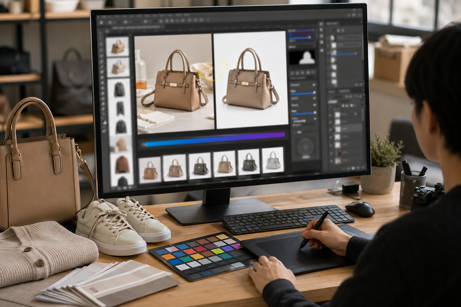 电商美工效率提升和传统流程区别 效果示例，电商美工效率 出图