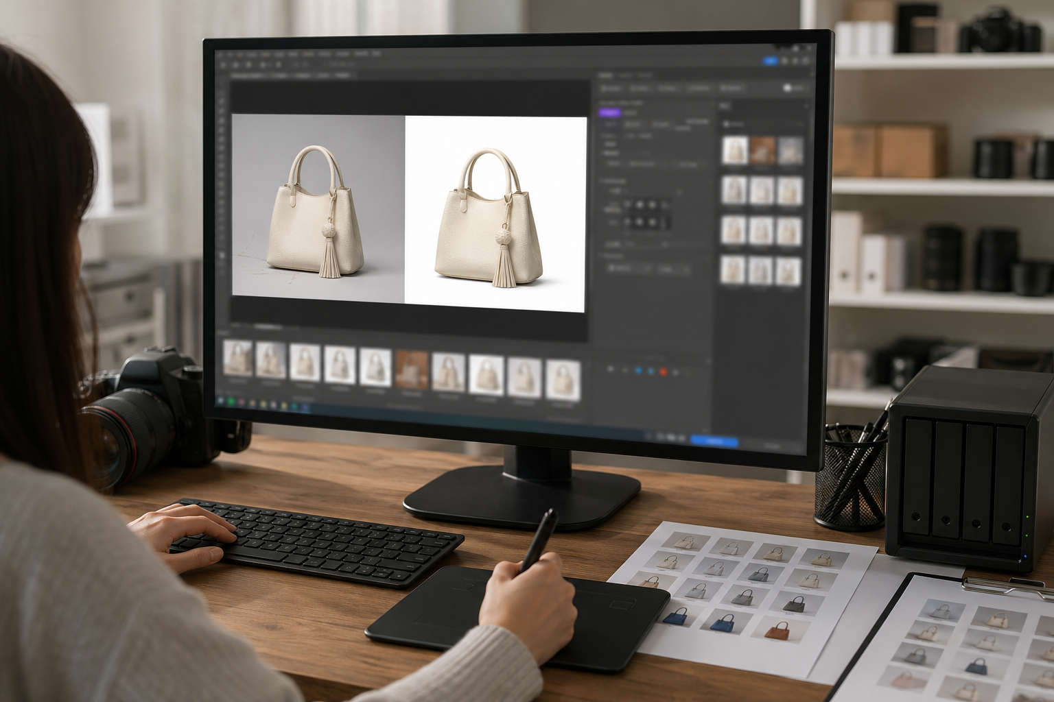 实战场景：电商 SKU 换背景流水线 效果示例，本地化 出图