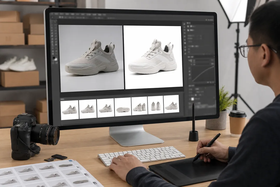 电商美工效率 配合 Photoshop 完成实战场景：主图批量出图前后对比