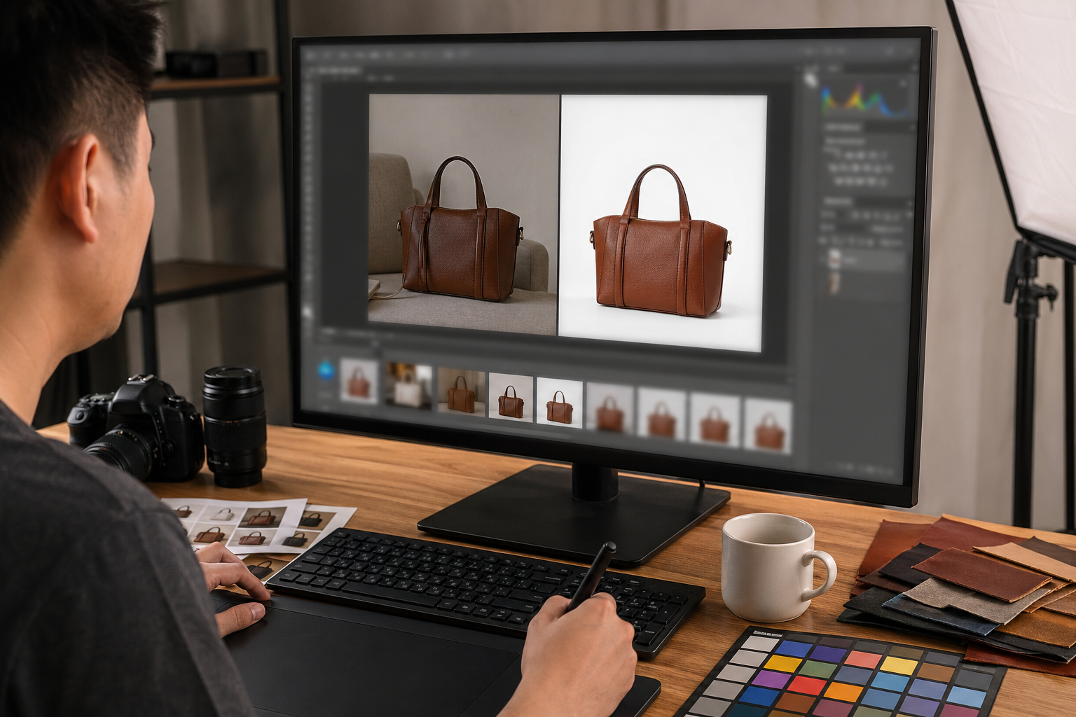 中文AI设计工具是什么：不是一个按钮，而是一条工作流：设计工具 处理前后对比