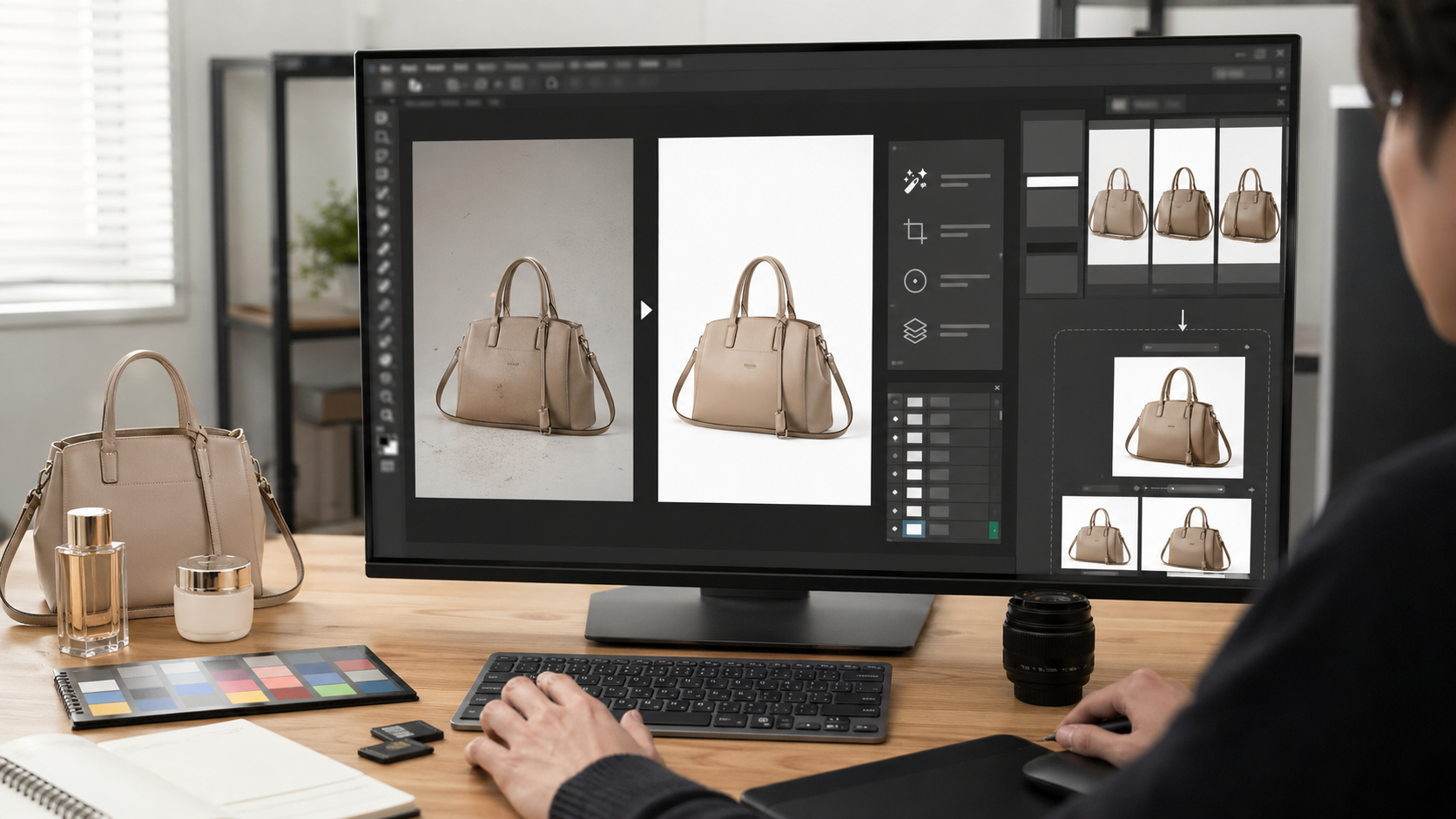 中文AI设计工具和传统流程区别：设计工具 处理前后对比