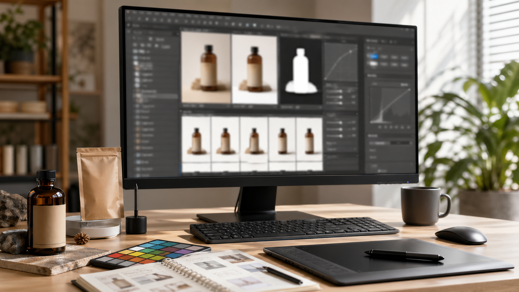 图像生成工具 在为什么要用图像生成工具：电商设计的时间，常常耗在非创意处场景下的工作示意
